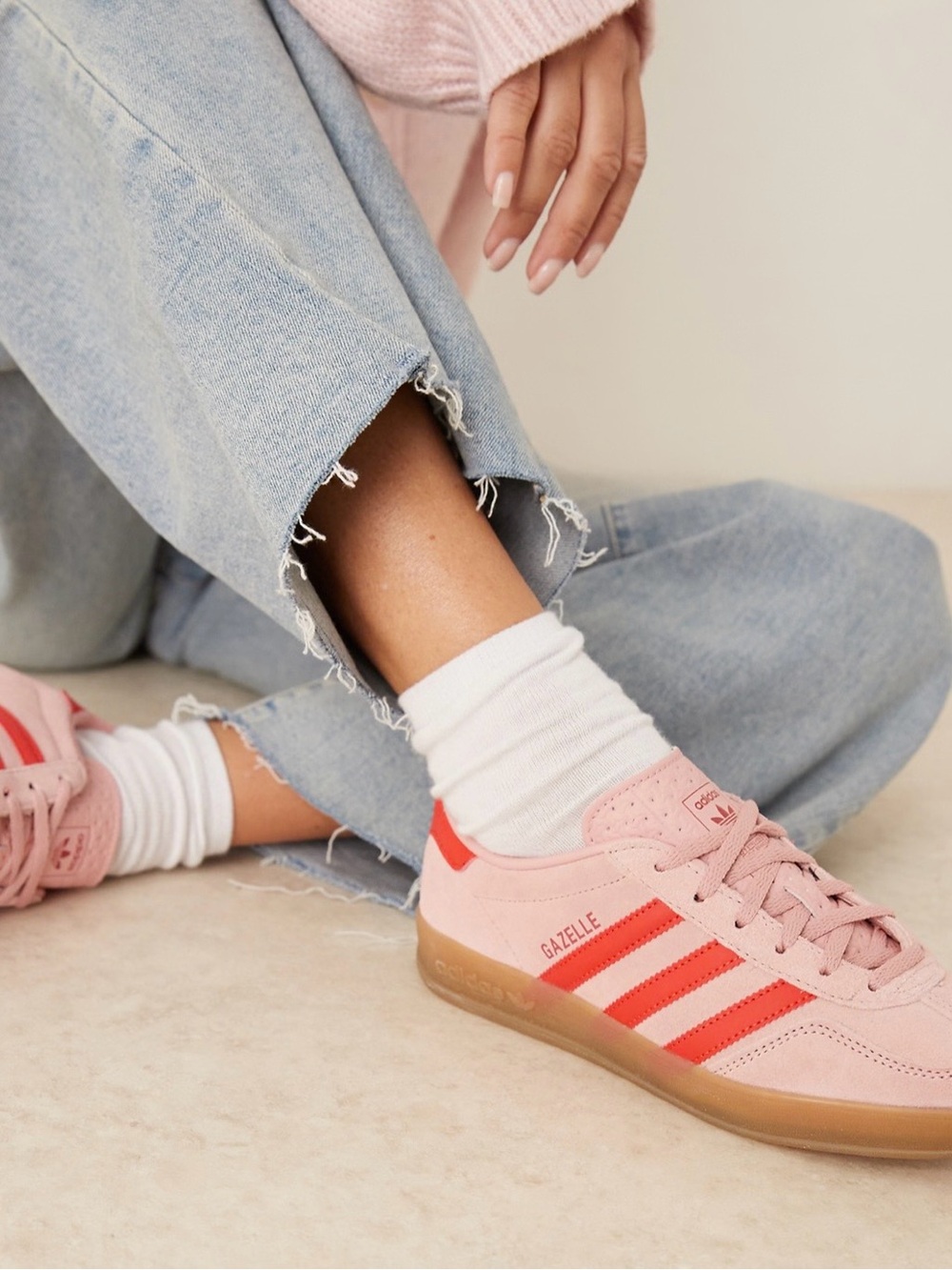 adidas Gazelle Pink with Coral Stripes Sneakers